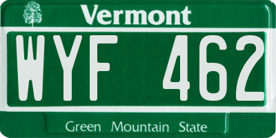 VT license plate WYF462