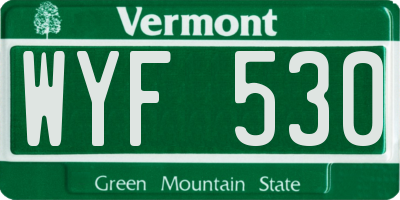 VT license plate WYF530