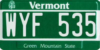 VT license plate WYF535