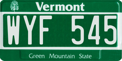 VT license plate WYF545