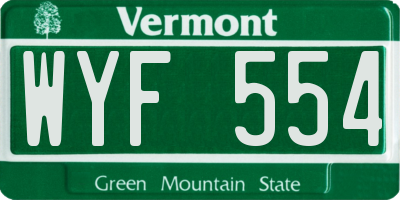 VT license plate WYF554