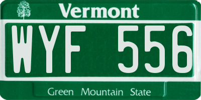 VT license plate WYF556