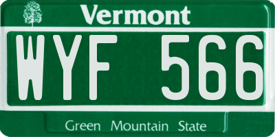 VT license plate WYF566