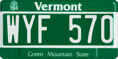 VT license plate WYF570