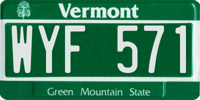 VT license plate WYF571