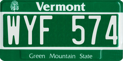 VT license plate WYF574