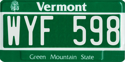 VT license plate WYF598