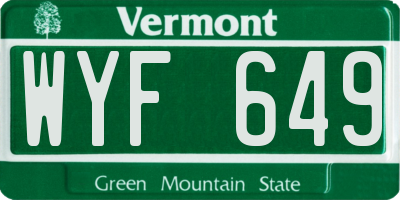 VT license plate WYF649