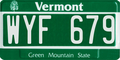 VT license plate WYF679