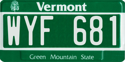 VT license plate WYF681