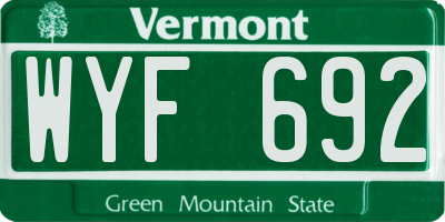 VT license plate WYF692