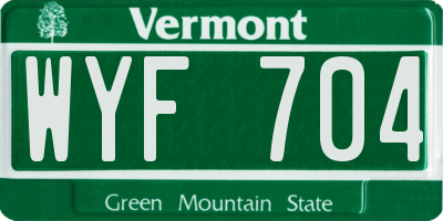 VT license plate WYF704