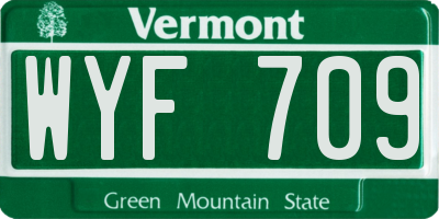 VT license plate WYF709