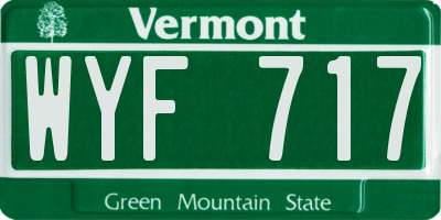 VT license plate WYF717