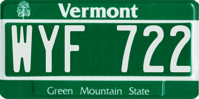 VT license plate WYF722