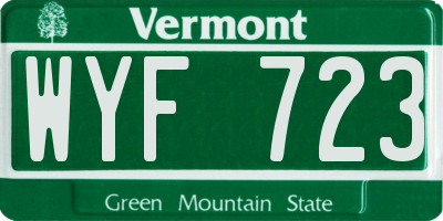 VT license plate WYF723