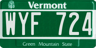 VT license plate WYF724