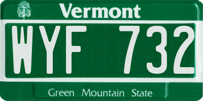 VT license plate WYF732