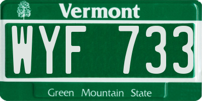 VT license plate WYF733