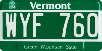 VT license plate WYF760