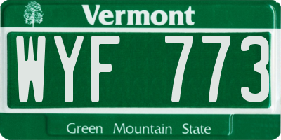 VT license plate WYF773