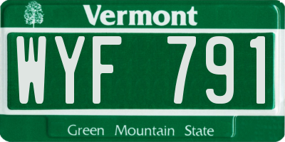 VT license plate WYF791