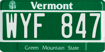 VT license plate WYF847