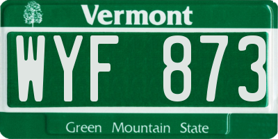VT license plate WYF873