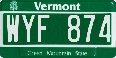 VT license plate WYF874