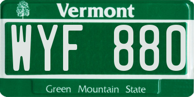 VT license plate WYF880