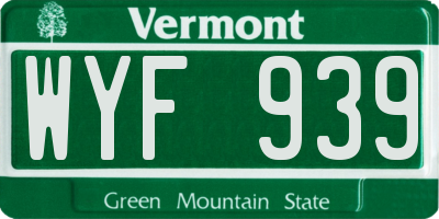 VT license plate WYF939
