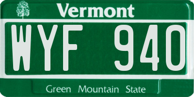 VT license plate WYF940