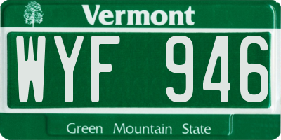 VT license plate WYF946
