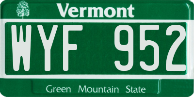 VT license plate WYF952