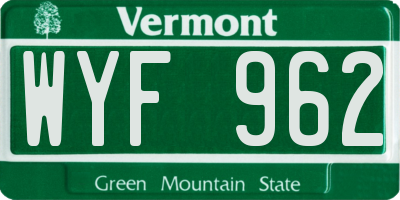 VT license plate WYF962