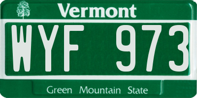 VT license plate WYF973