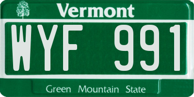 VT license plate WYF991