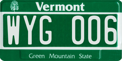 VT license plate WYG006