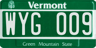 VT license plate WYG009