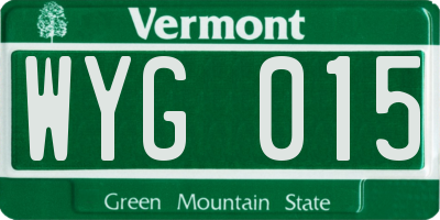 VT license plate WYG015