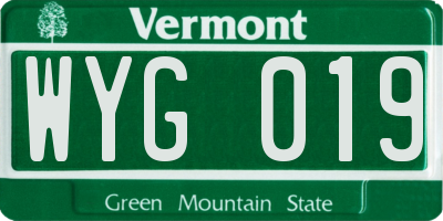 VT license plate WYG019