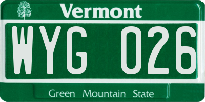 VT license plate WYG026