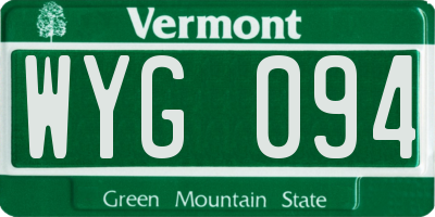 VT license plate WYG094