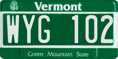 VT license plate WYG102