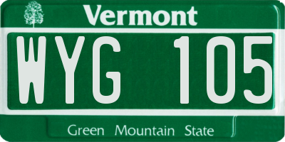 VT license plate WYG105