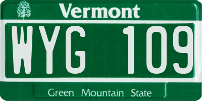 VT license plate WYG109