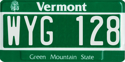 VT license plate WYG128