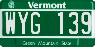 VT license plate WYG139