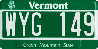 VT license plate WYG149