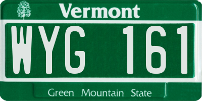 VT license plate WYG161